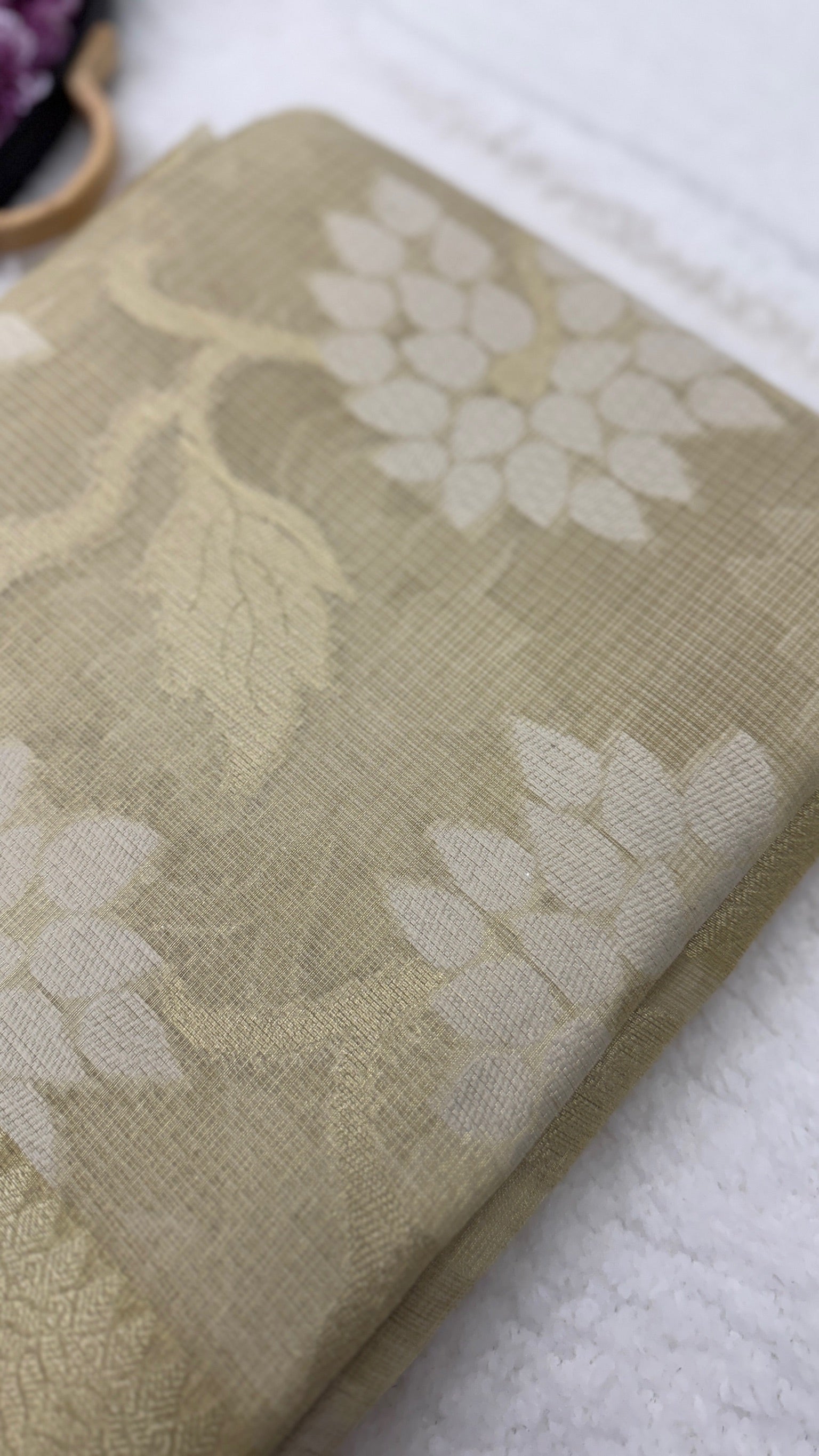 Premium Light Yellow Tissue Saree With Readymade Blouse